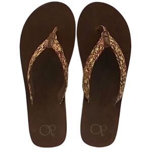 OP Flip Flops Women's Braided Thong Style Soft Comfortable 11-12